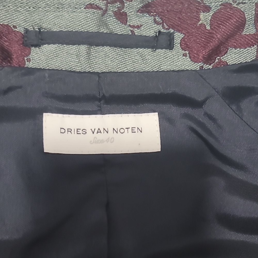 Dries Van Noten Burgundy and Gray Floral Blazer